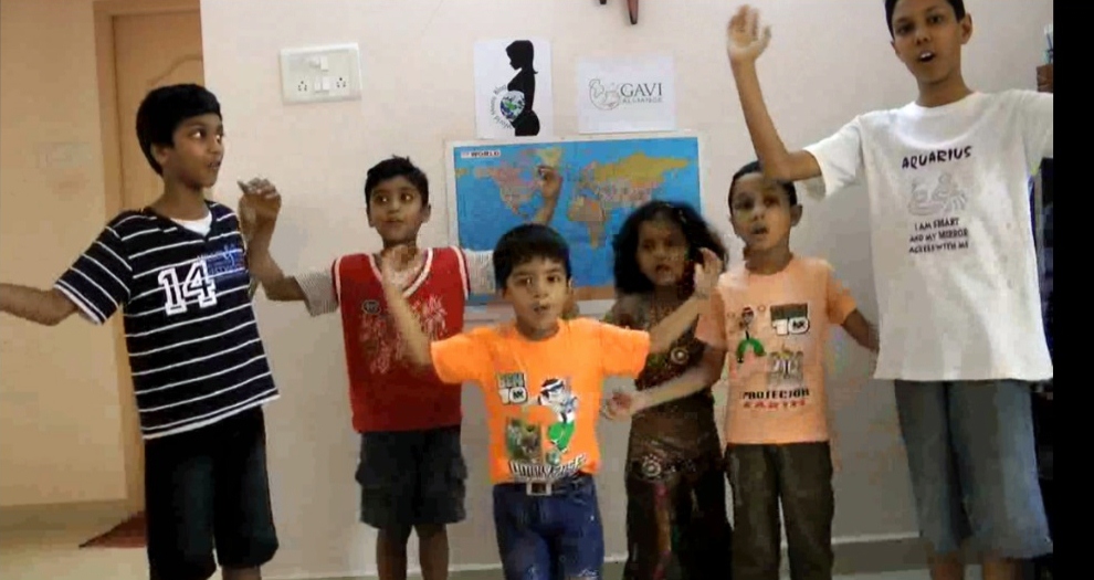 "We want a disease-free world,"the children chorus.