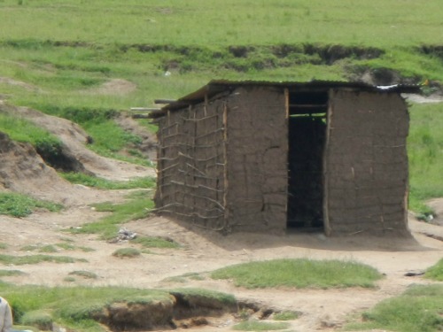 Ugandan house made of mud and sticks. 