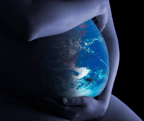 Pregnant Woman with Globe