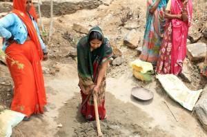 Mrs. Anita Paliwal working on the Water Harvesting Structure