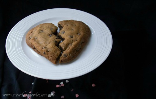 broken heart chocolate chip cookie