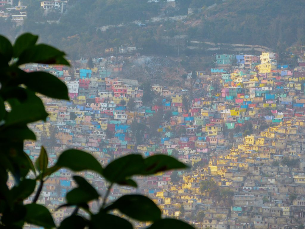 The "gingerbread" homes that rise up in the slums above Port au Prince, Haiti. 