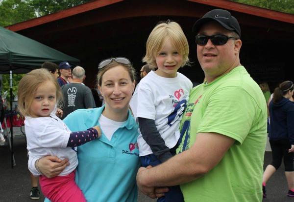 World Mom Sarah Hughes, and her family at the Promise Walk for Preeclampsia in Philadelphia, Pennsylvania in the USA. 