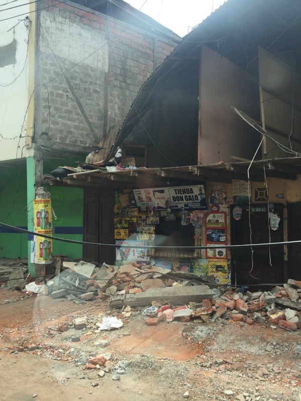 What remains or a gift shop in Manta, Ecuador after a series of recent earthquakes in April 2016. Manta is Ecuador's largest seaport on the Pacific ocean.