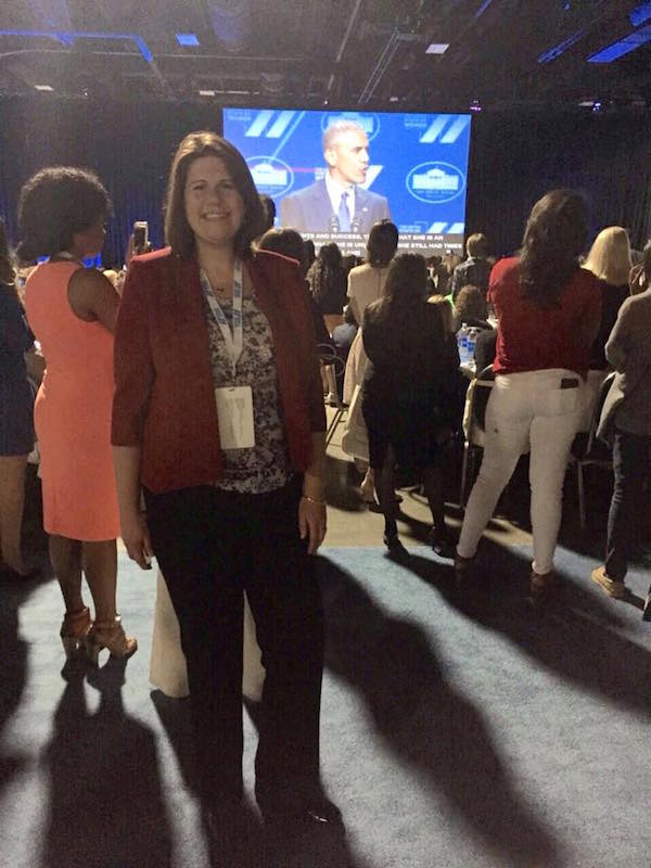Jennifer Burden proud to be listening to US President Barack Obama speak live at the State of the World's Women Summit on June 15, 2016. 